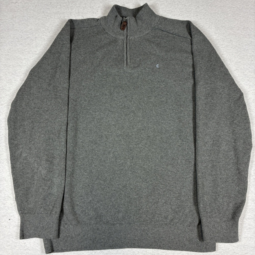 Criquet 1/4 Zip Pullover Men‎ XL Gray Cotton Made In Peru Preppy Golf Heavy Soft - Picture 2 of 15